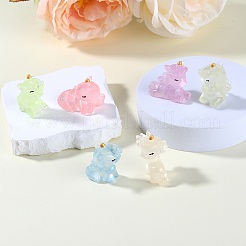 24pcs 6 Styles Luminous Resin 3D Unicorn Figurines&nbsp;DJEW-SZ0001-15