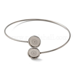304 Stainless Steel Cuff Blank Bangle Bases with Round Tray&nbsp;STAS-Z088-03B-P