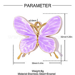 304 Stainless Steel with Purple Enamel Pendants&nbsp;SA-OY001-27G-02
