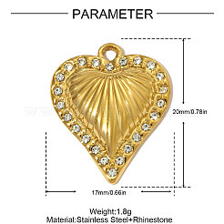 304 Stainless Steel with Rhinestone Pendants&nbsp;STAS-OY005-02G