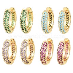 Brass Cubic Zirconia Hoop Earrings&nbsp;EJEW-A156-05G