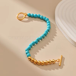 Synthetic Turquoise & Brass Round Beaded Bracelets for Women&nbsp;EH2612