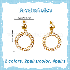4 Pairs 2 Colors Iron & Alloy Dangle Stud Earrings&nbsp;EJEW-HY0001-58