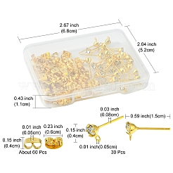 30Pcs Brass Stud Earring Findings&nbsp;KK-FS0001-13