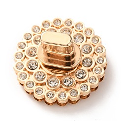 Flat Round Zinc Alloy with Rhinestones Bag Twist Lock Clasps&nbsp;PALLOY-A068-03LG
