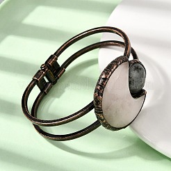Natural Rose Quartz & Labradorite Bangles for Women&nbsp;BJEW-A043-01R-01