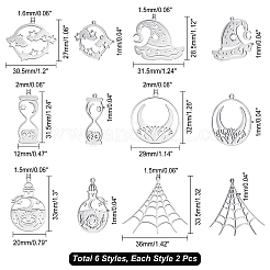 12Pcs 6 Style 201 Stainless Steel Pendants&nbsp;STAS-CA0001-38