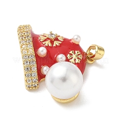 Christmas Brass Micro Pave Cubic Zirconia Enamel Pendants&nbsp;KK-K305-10A-G