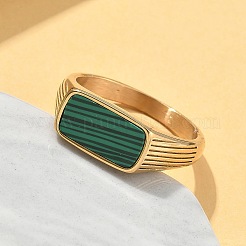 316L Stainless Steel Natural Malachite Finger Rings for Women&nbsp;RJEW-U054-02C-01G