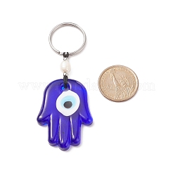 Handmade Lampwork Blue Evil Eye Keychain Key Ring&nbsp;KEYC-JKC00385-04