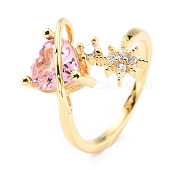 Brass Micro Pave Cubic Zirconia Cuff Rings&nbsp;RJEW-K233-60G