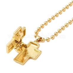 Real 18K Gold Plated Brass Pave Shell Ball Chain Locket Pendant Necklaces for Women&nbsp;NJEW-K381-02D-G