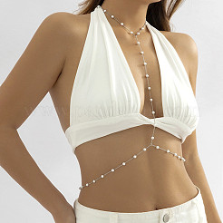 Alloy & Plastic Imitation Round Pearl Body Chains&nbsp;WG6B188-02