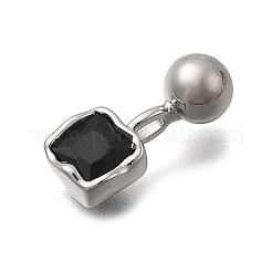 Brass Micro Pave Cubic Zirconia Square Charms&nbsp;KK-D500-01P
