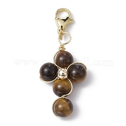Copper Wire Wrapped Natural Gemstone Pendant Decorations&nbsp;HJEW-JM01216