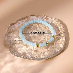 Natural Aquamarine Beads Stretch Bracelets for Men Women&nbsp;BD7394