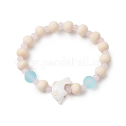 3 Pcs Synthetic Turquoise & Wood & Glass Beaded Stretch Bracelets for Boys Girls&nbsp;BJEW-JB11129