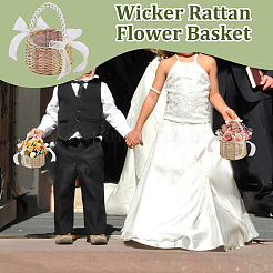 Wicker Flower Baskets with Handle&nbsp;DIY-WH0899-431B