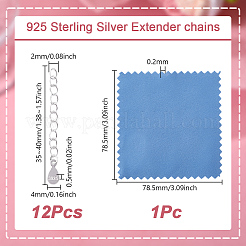 12Pcs 925 Sterling Silver End with Extender Chains and Teardrop Charms&nbsp;STER-GO0001-56