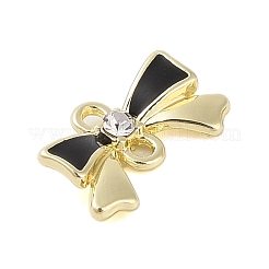 Rack Plating Alloy Black Enamel Bowknot Connector Charms&nbsp;FIND-B037-08G-01