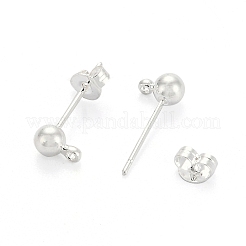 Silver Color Plated Brass Post Earring Findings&nbsp;X-EC593-S