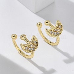Golden Plated Brass Micro Pave Cubic Zirconia Cuff Earrings&nbsp;EJEW-L244-42G