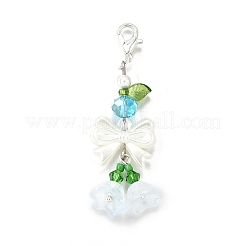 4Pcs Glass & ABS Imitation Pearl Pendant Decoration&nbsp;HJEW-TA00352