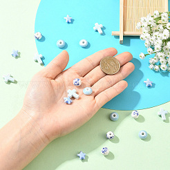 20Pcs 4 Styles Handmade Flower Printed Porcelain Ceramic Beads Strands&nbsp;PORC-YW0001-58