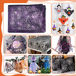 Halloween Spider & Spider Web Polyester Gauze Fabric&nbsp;AJEW-WH0314-677D