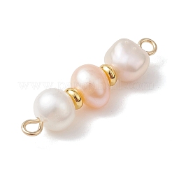 Natural Cultured Freshwater Pearl Two Sides Polished Beaded Links Connector Charms&nbsp;PALLOY-JF04969