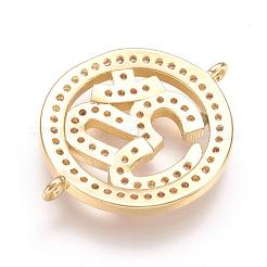 Brass Micro Pave Cubic Zirconia Links&nbsp;ZIRC-E124-12G