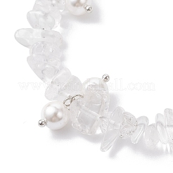 3Pcs Natural Mixed Gemstone Chip & Glass Shell Round Beaded Bracelets&nbsp;BJEW-JB12303