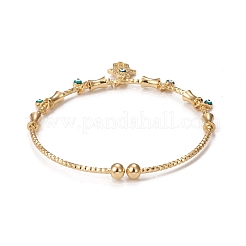 Rack Plating Brass Micro Pave Cubic Zirconia Hamsa Hand Bangles&nbsp;BJEW-E071-24G