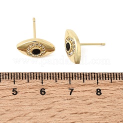 Eyes Brass Micro Pave Cubic Zirconia Stud Earrings&nbsp;EJEW-C186-20G-02