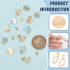 12Pcs 2 Colors Flat Round Brass Ear Stud Findings&nbsp;KK-BC0012-28