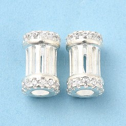 Rack Plating Brass Micro Pave Clear Cubic Zirconia Column Beads&nbsp;KK-D075-02S