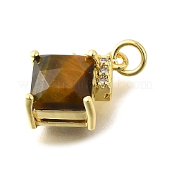 Natural Tiger Eye Faceted Rhombus Pendants&nbsp;KK-U072-07G