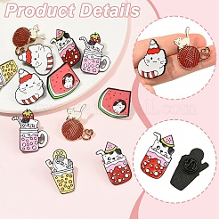 6Pcs 6 Styles Cat Enamel Pins&nbsp;JEWB-YW0001-10