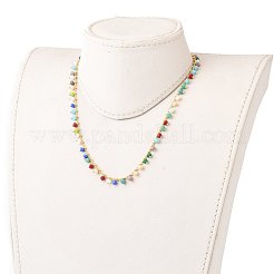 Rondelle Glass Pendant Necklaces&nbsp;NJEW-JN03187