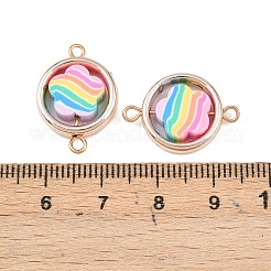 CCB Plastic Frame with Polymer Clay Rainbow Beads Links Connector Charms&nbsp;KK-D103-08C-RG