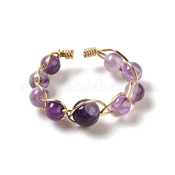 Adjustable Natural Amethyst with Brass Rings&nbsp;G-B075-01G-04