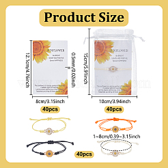 Alloy Enamel Daisy Flower Link with Waxed Polyester Cord Braided Bead Bracelets Set for Women&nbsp;BJEW-UN00034