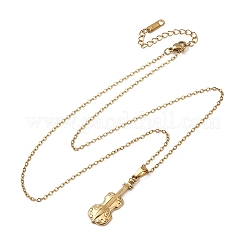 304 Stainless Steel Violin Pendant Cable Chain Necklaces for Men Women&nbsp;NJEW-K308-11G