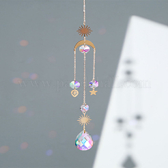1Pc Moon & Sun Brass Handmade Suncatchers&nbsp;HJEW-LP0002-54