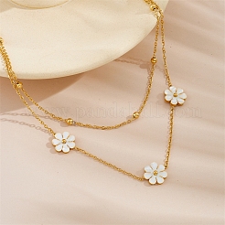 Daisy Flower 304 Stainless Steel Chain Necklaces&nbsp;FS-WGEC3D7-08