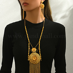 Iron Hollow Round Tassels Earrings & Necklaces Sets for Women&nbsp;RX4513