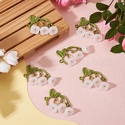 Lily of the Valley Glass Conntctor Charms&nbsp;PALLOY-TAC0098