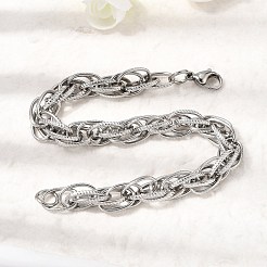 201 Stainless Steel Rope Chain Bracelets for Men&nbsp;STAS-T077-10P