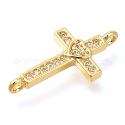 Brass Pave Clear Cubic Zirconia Connector Charms&nbsp;KK-M101-02F-G02