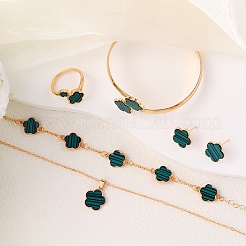 Flower Alloy Acrylic Cuff Bangles & Link Bracelets & Stud Earrings & Pendant Necklaces & Rings&nbsp;WG72368-03